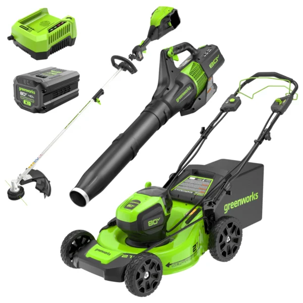 Greenworks 80V 21" Cordless Battery Brushless Self-Propelled Mower 3pc Combo Kit