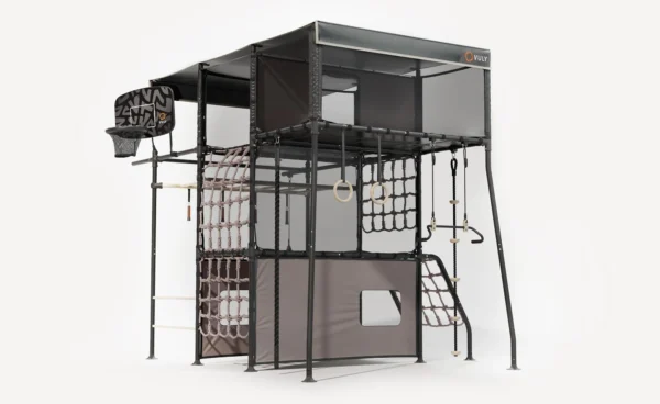 Vuly Quest 2.1 Treehouse Monkey Bar Playset with Multi-Level Rope Net and Hideout Spaces