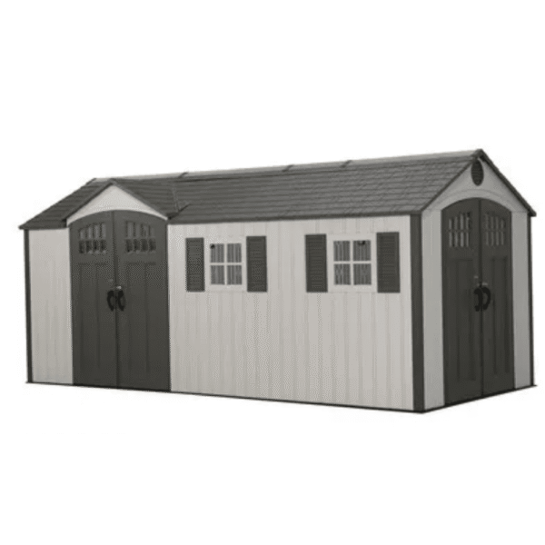 Lifetime 8′ x 17.5′ Outdoor Storage Shed Dual Entry, Tan
